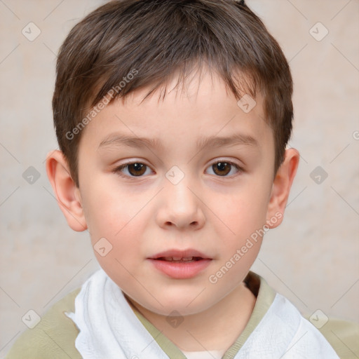 Neutral white child male with short  brown hair and brown eyes