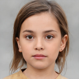 Neutral white child female with medium  brown hair and brown eyes