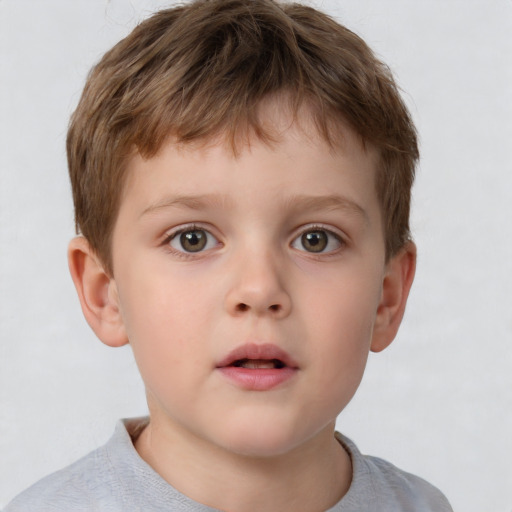 Neutral white child male with short  brown hair and brown eyes