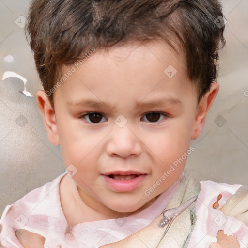 Neutral white child male with short  brown hair and brown eyes