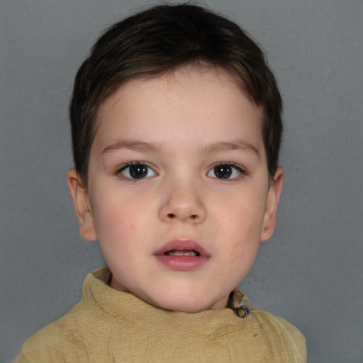 Neutral white child female with short  brown hair and brown eyes