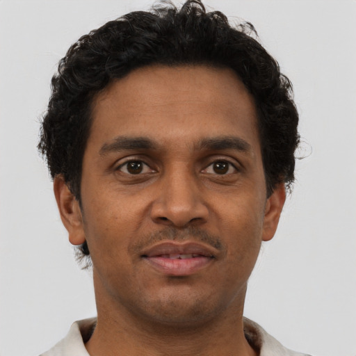 Neutral black young-adult male with short  brown hair and brown eyes