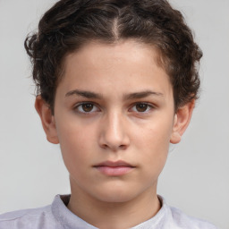 Neutral white child female with short  brown hair and brown eyes