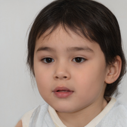 Neutral asian child female with medium  brown hair and brown eyes