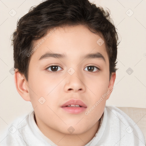 Neutral white child male with short  brown hair and brown eyes