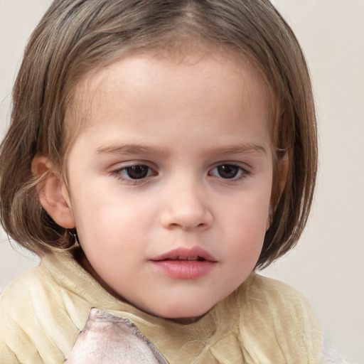 Neutral white child female with medium  brown hair and brown eyes