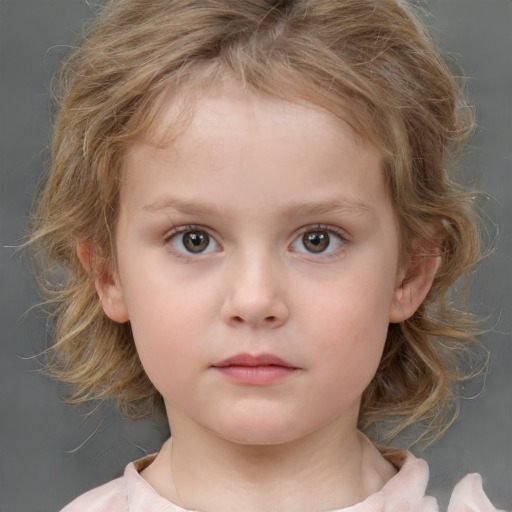 Neutral white child female with medium  brown hair and brown eyes