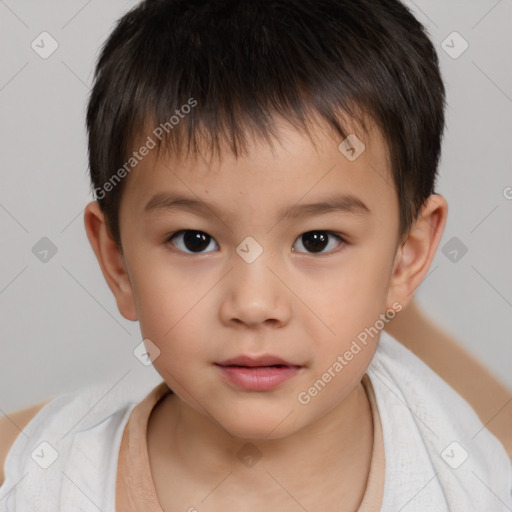 Neutral white child male with short  brown hair and brown eyes