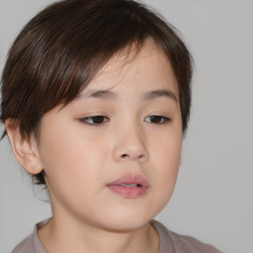 Neutral white child female with medium  brown hair and brown eyes