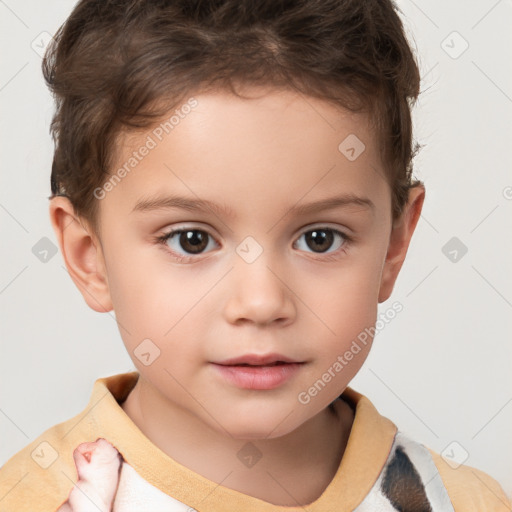 Neutral white child male with short  brown hair and brown eyes