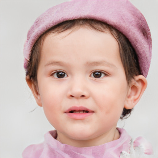 Neutral white child female with short  brown hair and blue eyes