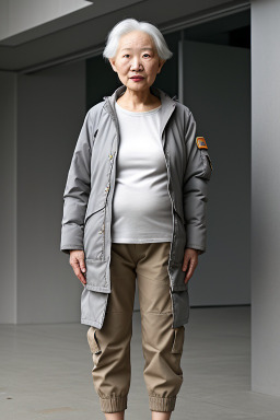 Korean elderly female with  gray hair