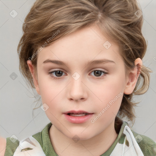 Neutral white child female with medium  brown hair and brown eyes