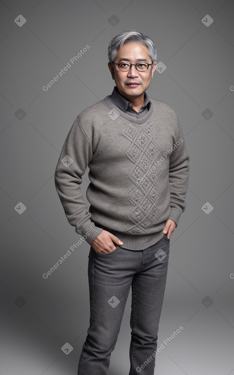 Korean middle-aged male with  gray hair