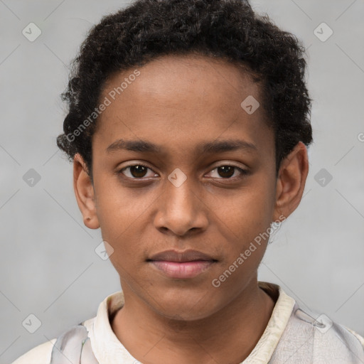 Neutral black young-adult male with short  brown hair and brown eyes