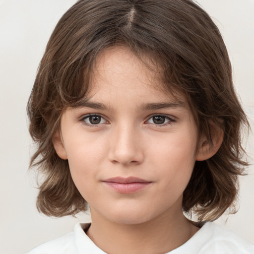 Neutral white child female with medium  brown hair and brown eyes