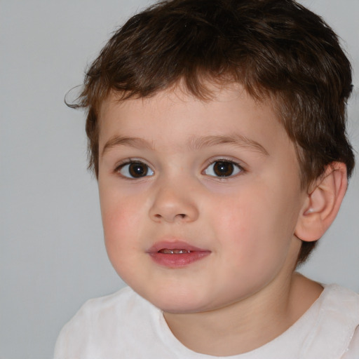 Neutral white child male with short  brown hair and brown eyes