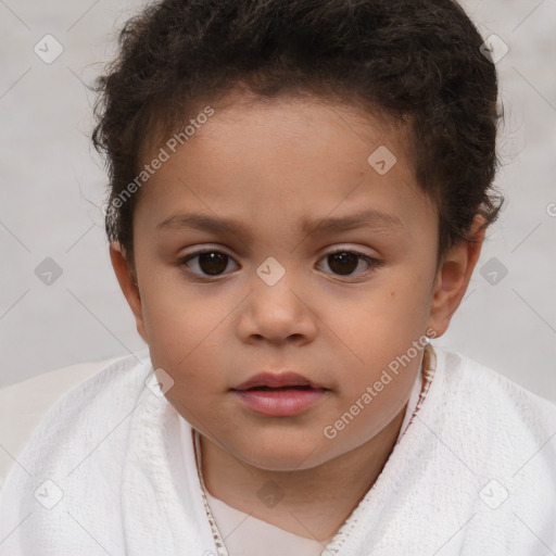 Neutral white child male with short  brown hair and brown eyes