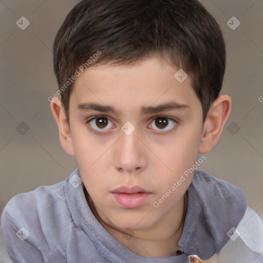 Neutral white child male with short  brown hair and brown eyes