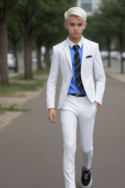 Uzbek teenager boy with  white hair