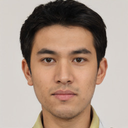 Neutral asian young-adult male with short  brown hair and brown eyes