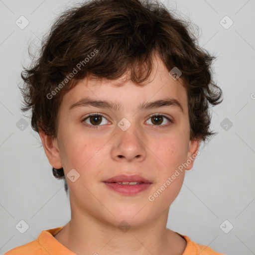 Neutral white child male with short  brown hair and brown eyes