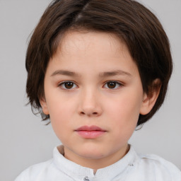 Neutral white child female with short  brown hair and brown eyes