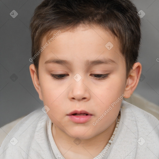 Neutral white child male with short  brown hair and brown eyes