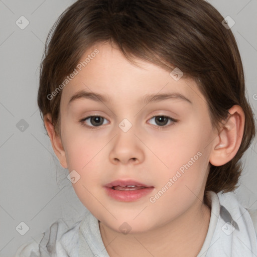 Neutral white child female with medium  brown hair and brown eyes