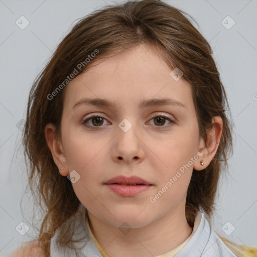 Neutral white child female with medium  brown hair and brown eyes