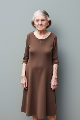 Caucasian elderly girl with  brown hair