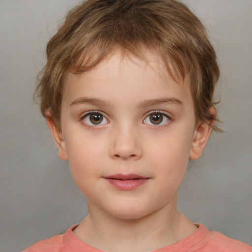 Neutral white child male with short  brown hair and brown eyes