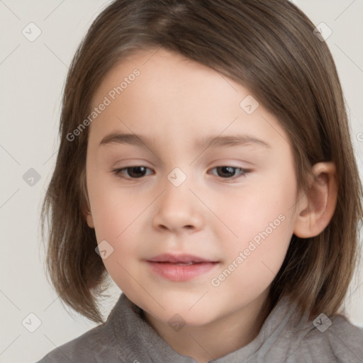 Neutral white child female with medium  brown hair and brown eyes