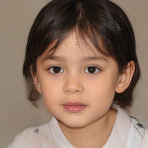 Neutral white child female with medium  brown hair and brown eyes