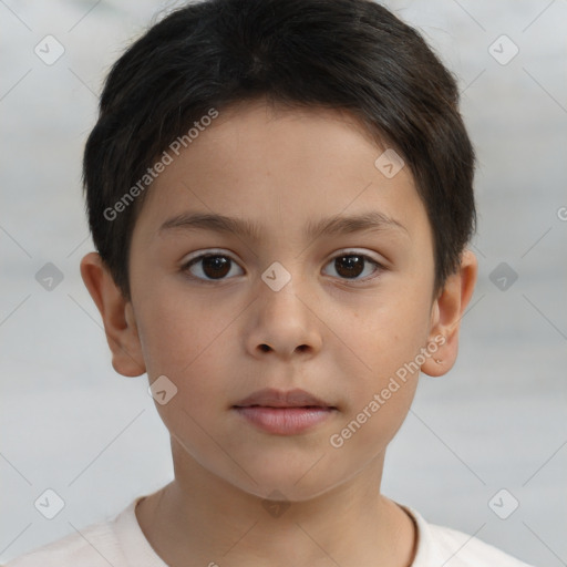 Neutral white child female with short  brown hair and brown eyes