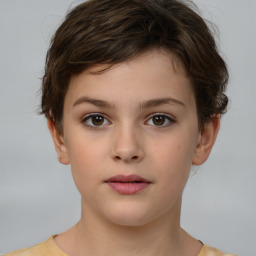 Neutral white child female with short  brown hair and brown eyes