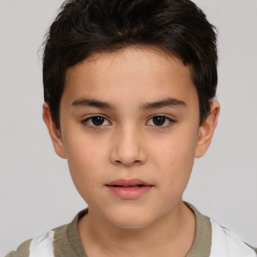 Neutral white child male with short  brown hair and brown eyes