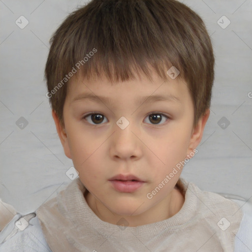 Neutral white child male with short  brown hair and brown eyes