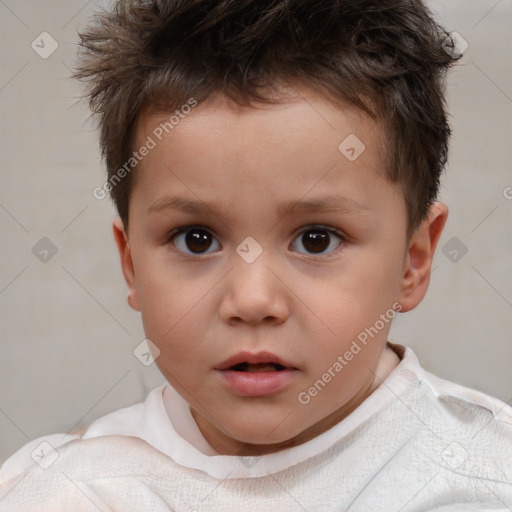 Neutral white child male with short  brown hair and brown eyes