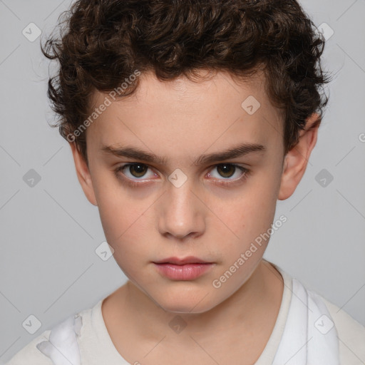 Neutral white child male with short  brown hair and brown eyes