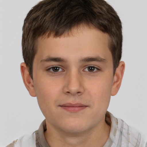 Neutral white child male with short  brown hair and brown eyes