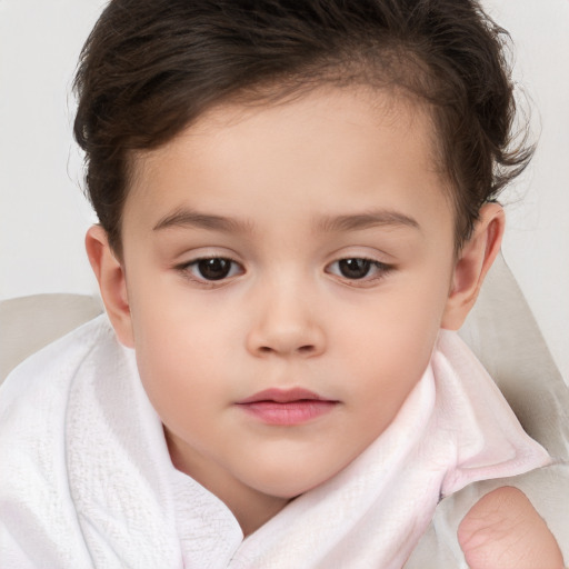 Neutral white child female with short  brown hair and brown eyes