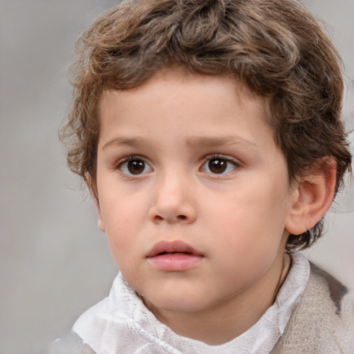 Neutral white child male with short  brown hair and brown eyes