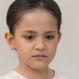 Neutral white child female with short  brown hair and brown eyes