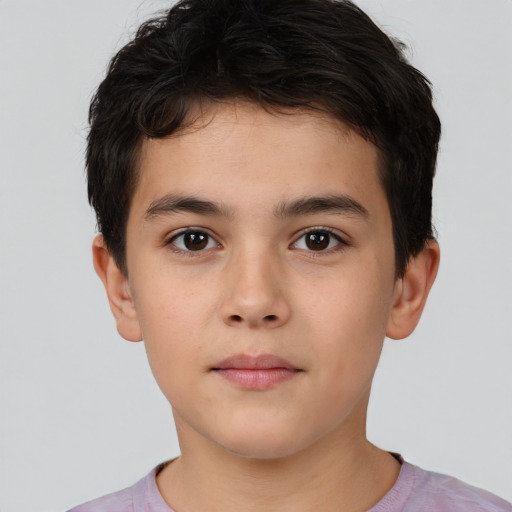 Neutral white child male with short  brown hair and brown eyes