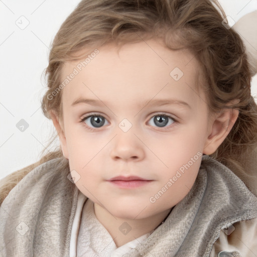 Neutral white child female with medium  brown hair and brown eyes