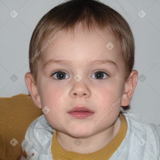 Neutral white child male with short  brown hair and brown eyes