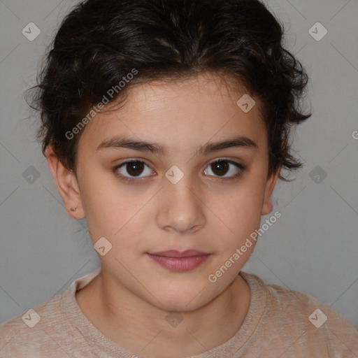 Neutral white child female with medium  brown hair and brown eyes