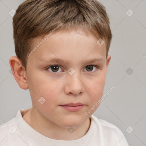 Neutral white child male with short  brown hair and brown eyes