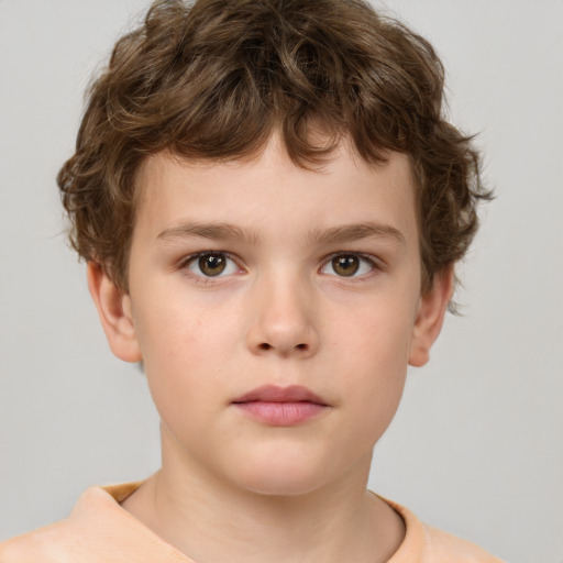 Neutral white child male with short  brown hair and brown eyes